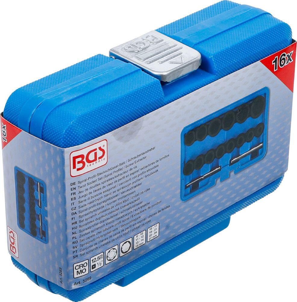 Produktbild Spiral Profil Steckschlüssel Satz / Schraubenausdreher 8-27 mm 16 teilig bild 6