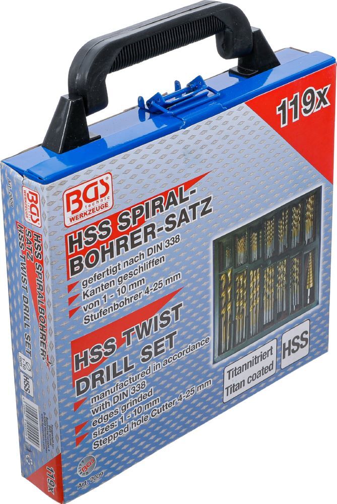 Produktbild Spiral und Stufenbohrer Satz HSS Titan nitriert 1 - 10 mm 119 teilig bild 7