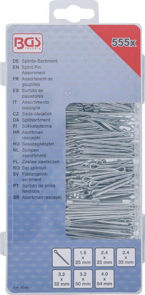 Produktbild Splinte Sortiment Durchmesser 1,6 - 4,0 mm 555 teilig bild 3