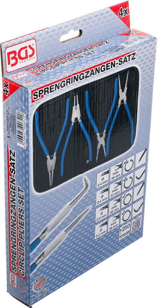 BGS Sprengringzangen Satz 250 mm 4 teilig Blau Produktbild BGS Sprengringzangen Satz 250 mm 4 teilig Blau bild 7