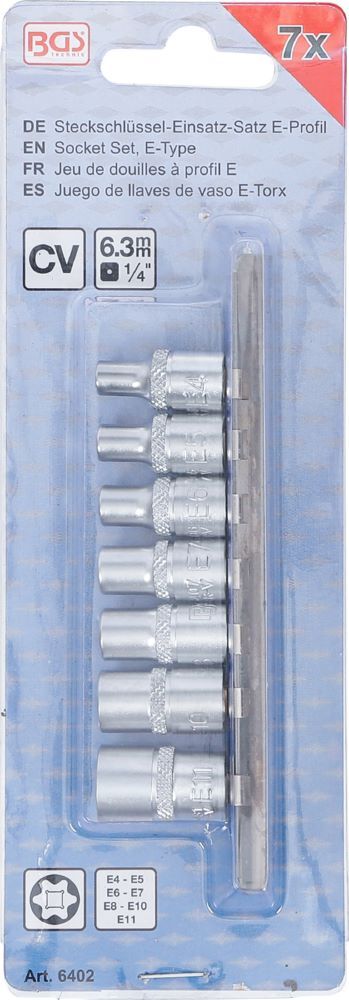 Produktbild Steckschlüssel Einsatz Satz E-Profil E4-E11 7 teilig bild 4