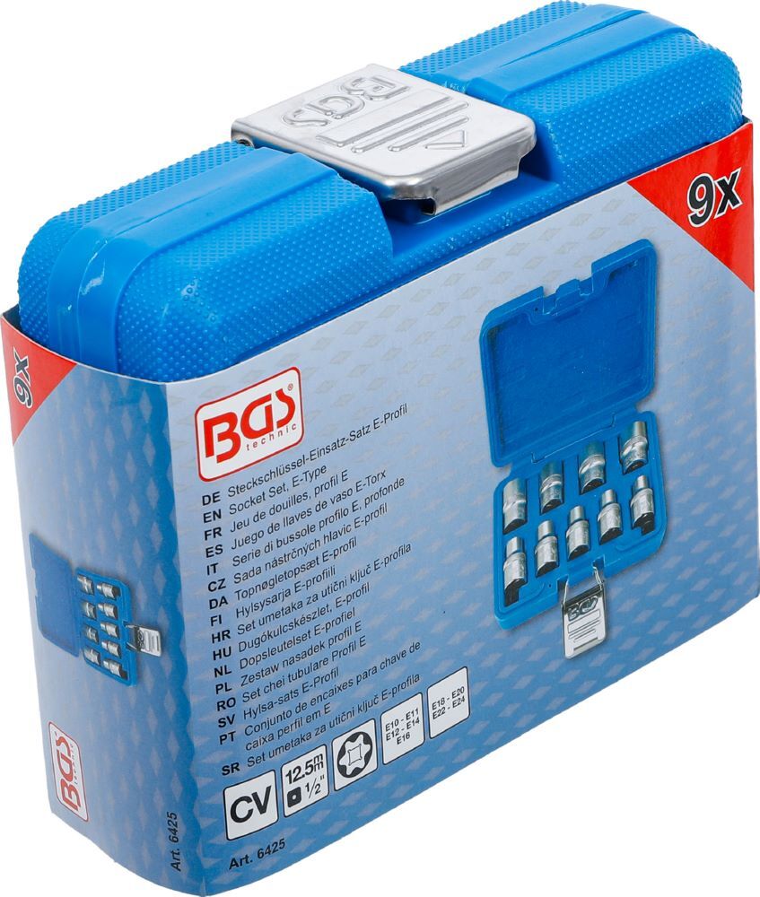 Produktbild Steckschlüssel Einsatz Satz E-Profil Innenvierkant 1/2 Zoll E10-E24 9 teilig bild 6