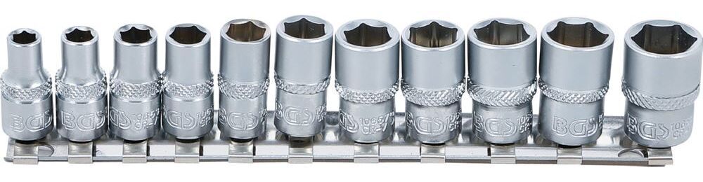 Produktbild BGS Steckschlüssel Einsatz Satz Sechskant Innenvierkant 1/4 Zoll 11 teilig Zollgröße