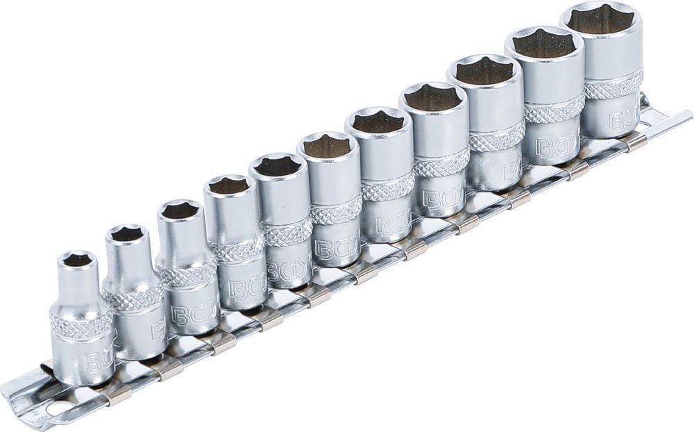 Produktbild Steckschlüssel Einsatz Satz Sechskant Innenvierkant 1/4 Zoll 11 teilig Zollgröße bild 2