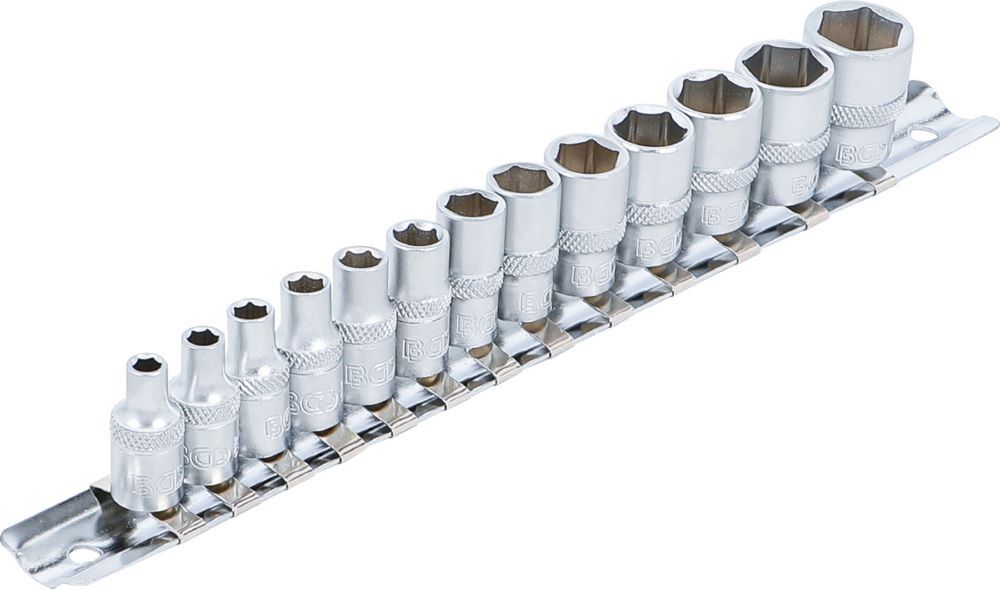 Produktbild Steckschlüssel Einsatz Satz Sechskant Innenvierkant 1/4 Zoll 4-14 mm 13 teilig bild 2