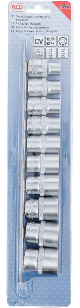 Produktbild Steckschlüssel Einsatz Satz Sechskant Antrieb Innenvierkant 1/2 Zoll 10 teilig bild 4