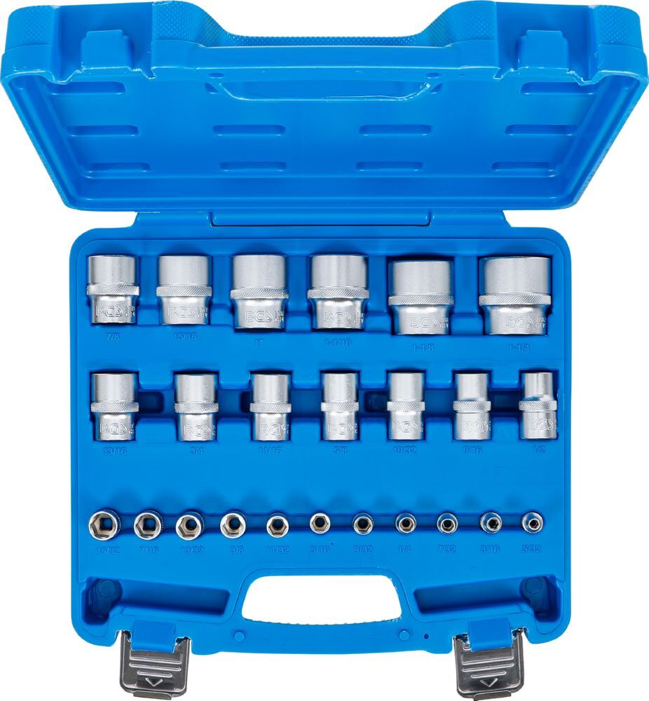 Produktbild Steckschlüssel Einsatz Satz Sechskant Antrieb Innenvierkant 24 teilig Zollmaße bild 4