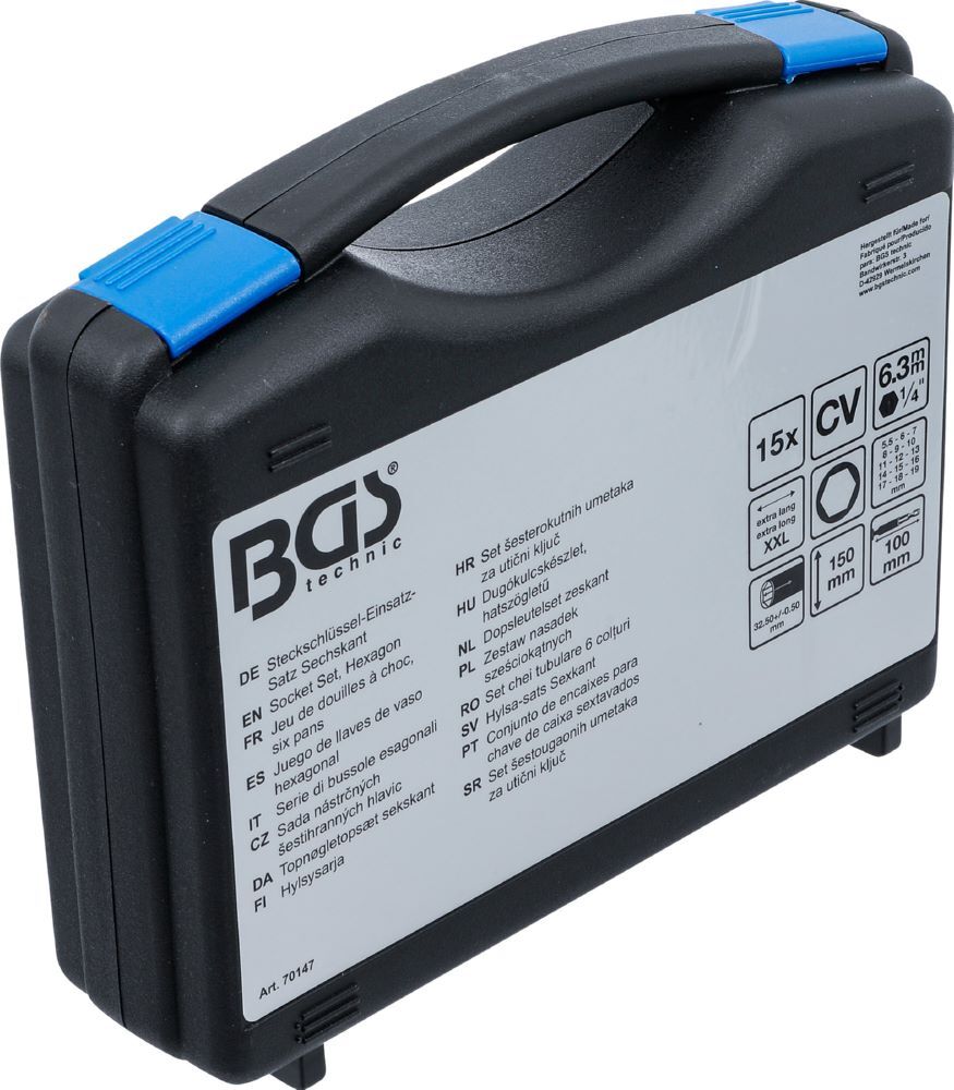 Produktbild Steckschlüssel Einsatz Satz Sechskant extra lang 5,5-19 mm 15 teilig bild 7