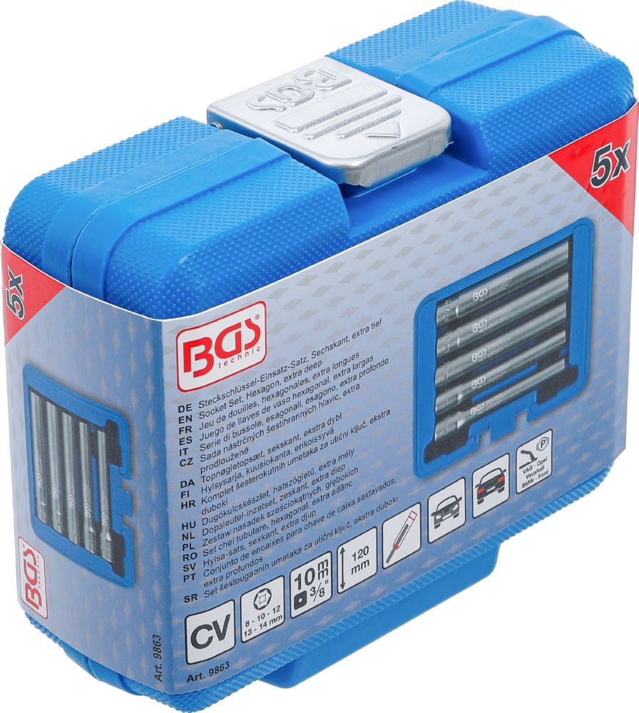 Produktbild Steckschlüssel Einsatz Satz Sechskant extra tief Innenvierkant 3/8 Zoll 5 teilig bild 6