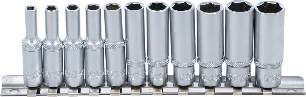 Produktbild BGS Steckschlüssel Einsatz Satz Sechskant tief Innenvierkant 1/4 Zoll 4-13 mm