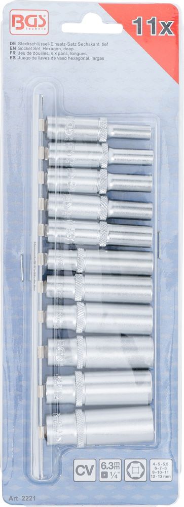 Produktbild Steckschlüssel Einsatz Satz Sechskant tief Innenvierkant 1/4 Zoll 4-13 mm bild 4