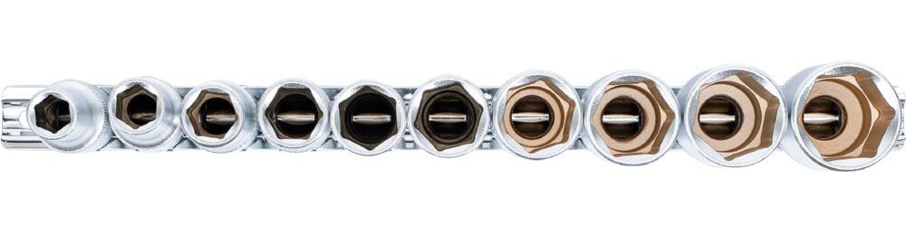 Produktbild Steckschlüssel Einsatz Satz Sechskant tief Innenvierkant 1/2 Zoll 10 teilig  bild 3