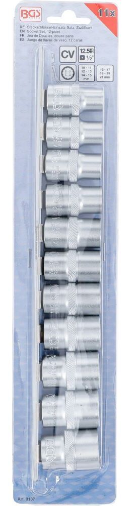 Produktbild Steckschlüssel Einsatz Satz Zwölfkant Innenvierkant 1/2 Zoll 10-21 mm 11 teilig bild 4