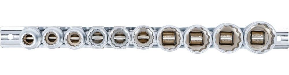 Produktbild Steckschlüssel Einsatz Satz Zwölfkant Innenvierkant 1/2 Zoll 10 teilig Zollgröße bild 3