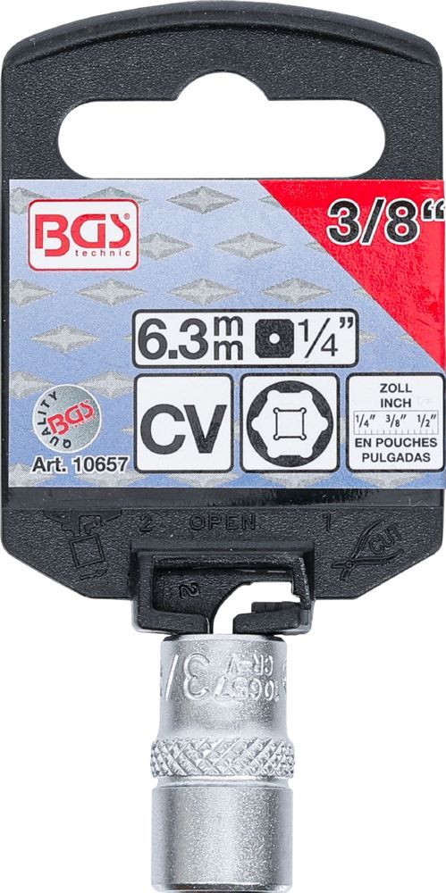 Produktbild Steckschlüssel Einsatz 3/8 Zoll Sechskant Innenvierkant 1/4 Zoll bild 3