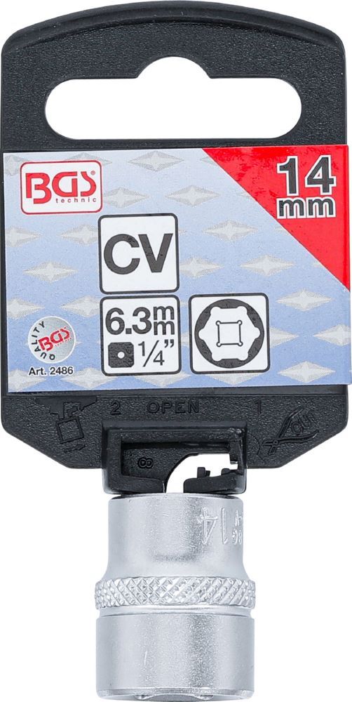 Produktbild Steckschlüssel Einsatz Sechskant Antrieb Innenvierkant 1/4 Zoll 14,0 mm bild 4