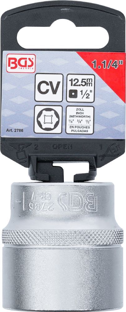 Produktbild Steckschlüssel Einsatz 1.1/4 Zoll Sechskant Antrieb Innenvierkant 1/2 Zoll bild 3