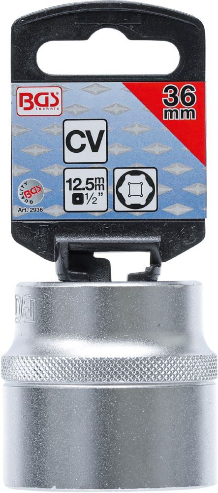 Produktbild Steckschlüssel Einsatz Sechskant Antrieb Innenvierkant 1/2 Zoll 36 mm   bild 3