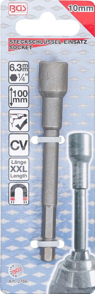 Produktbild Steckschlüssel Einsatz Sechskant extra lang für Bohrmaschinen 10 mm bild 4