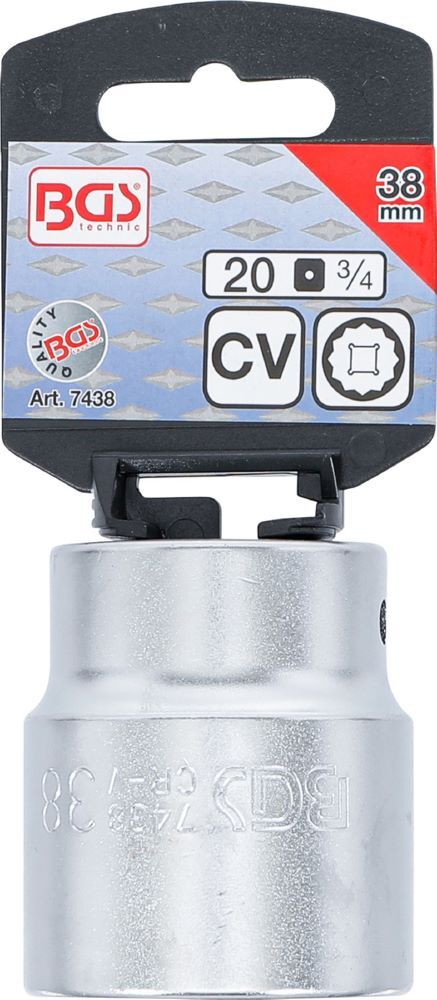 Produktbild Steckschlüssel Einsatz Zwölfkant Antrieb Innenvierkant 20 mm 3/4 Zoll 38 mm bild 3