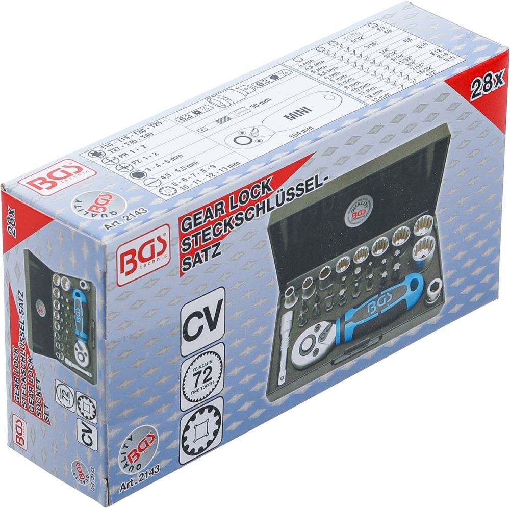 Produktbild Steckschlüssel Satz  Antrieb 6,3 mm 1/4 Zoll 28 teilig bild 6