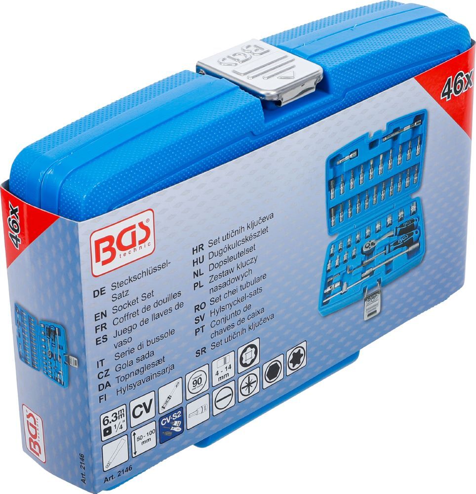 Produktbild Steckschlüssel Satz Antrieb 6,3 mm 1/4 Zoll 46 teilig bild 6