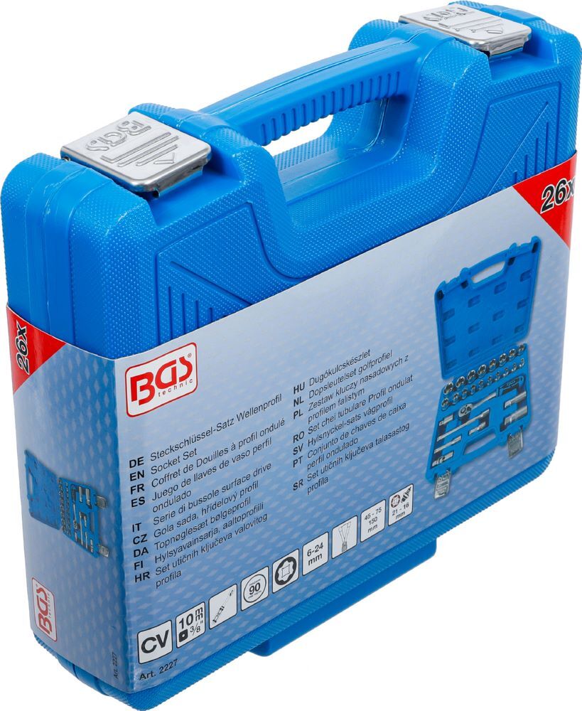 Produktbild Steckschlüssel Satz Wellenprofil Antrieb 10 mm 3/8 Zoll 26 teilig bild 6