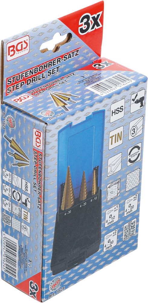 Produktbild Stufenbohrer Satz titannitriert Durchmesser 4 - 30 mm 3 teilig bild 6