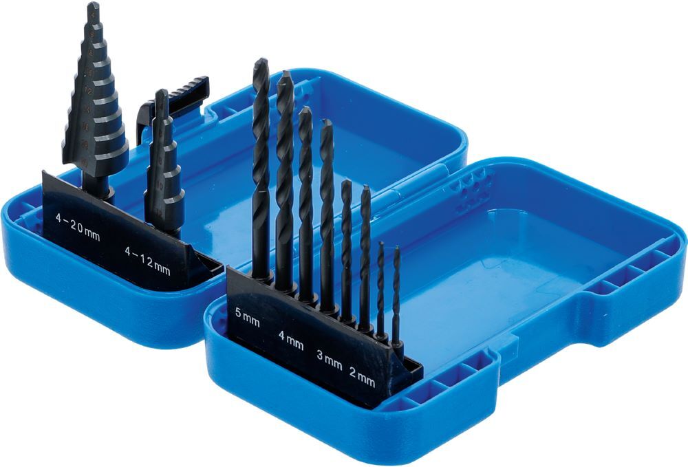 Produktbild Stufenbohrer und Spiralbohrer-Satz HSS 10 teilig bild 3