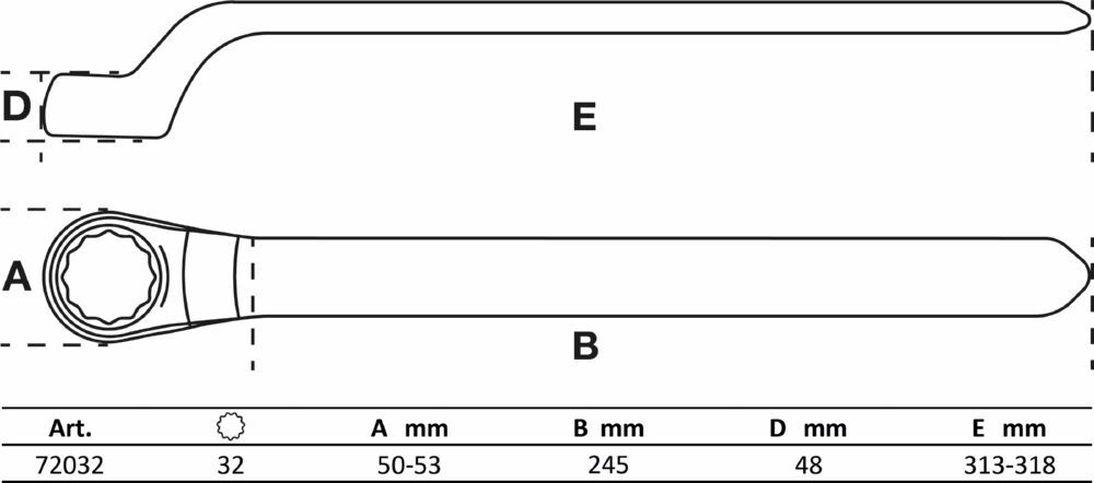 Produktbild VDE Einringschlüssel tief gekröpft 32 mm bild 2