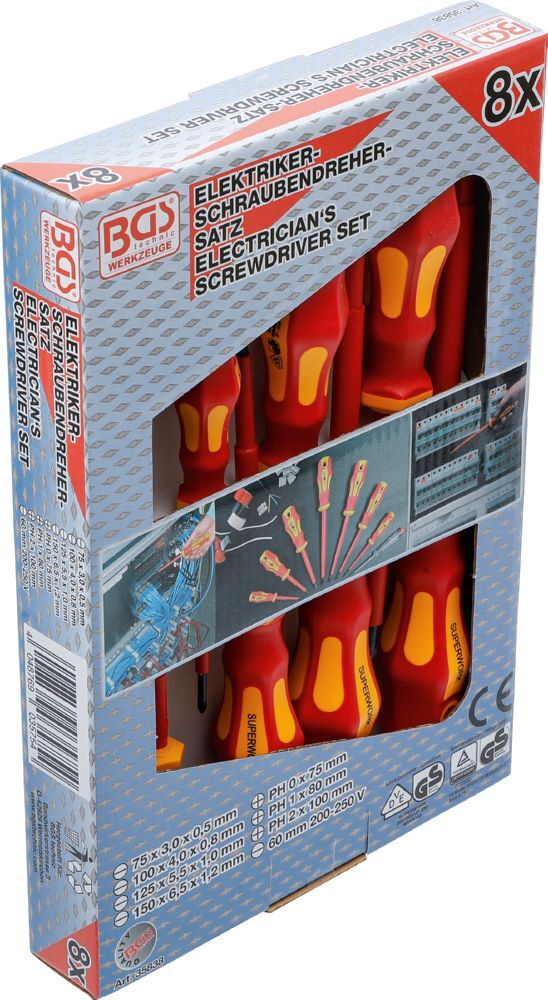 BGS VDE Schraubendreher Satz 8 teilig Schlitz/Kreuzschlitz BGS VDE Schraubendreher Satz 8 teilig Schlitz/Kreuzschlitz