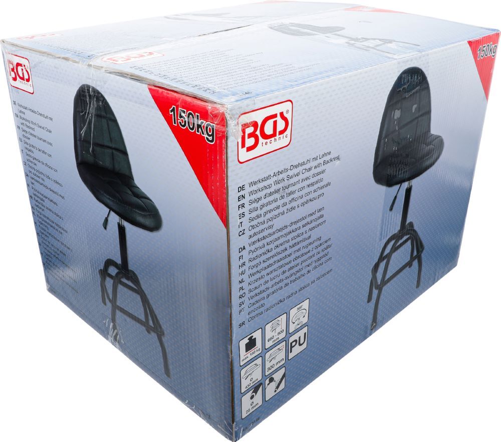 Produktbild Werkstatt Drehstuhl mit Lehne höhenverstellbar bild 5