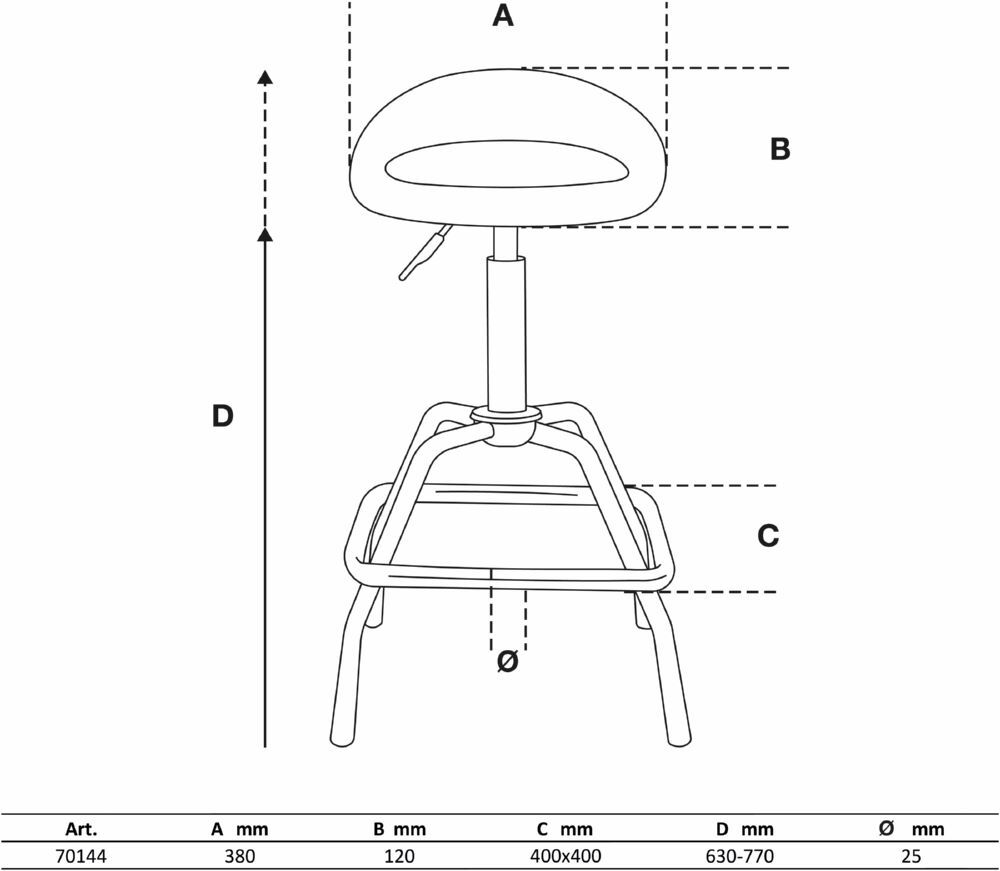 Produktbild Werkstattstuhl höhenverstellbar 630 - 770 mm bild 2