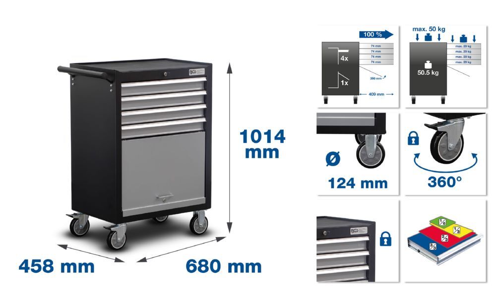 BGS Werkstattwagen Azubi mit 4 Schubladen 151 teilig Produktbild BGS Werkstattwagen Azubi mit 4 Schubladen 151 teilig bild 2