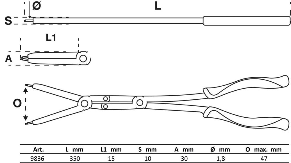 BGS Werkstattwageneinlage 1/3: Doppelgelenk Sprengringzangen Satz 345 mm Produktbild BGS Werkstattwageneinlage 1/3: Doppelgelenk Sprengringzangen Satz 345 mm bild 3