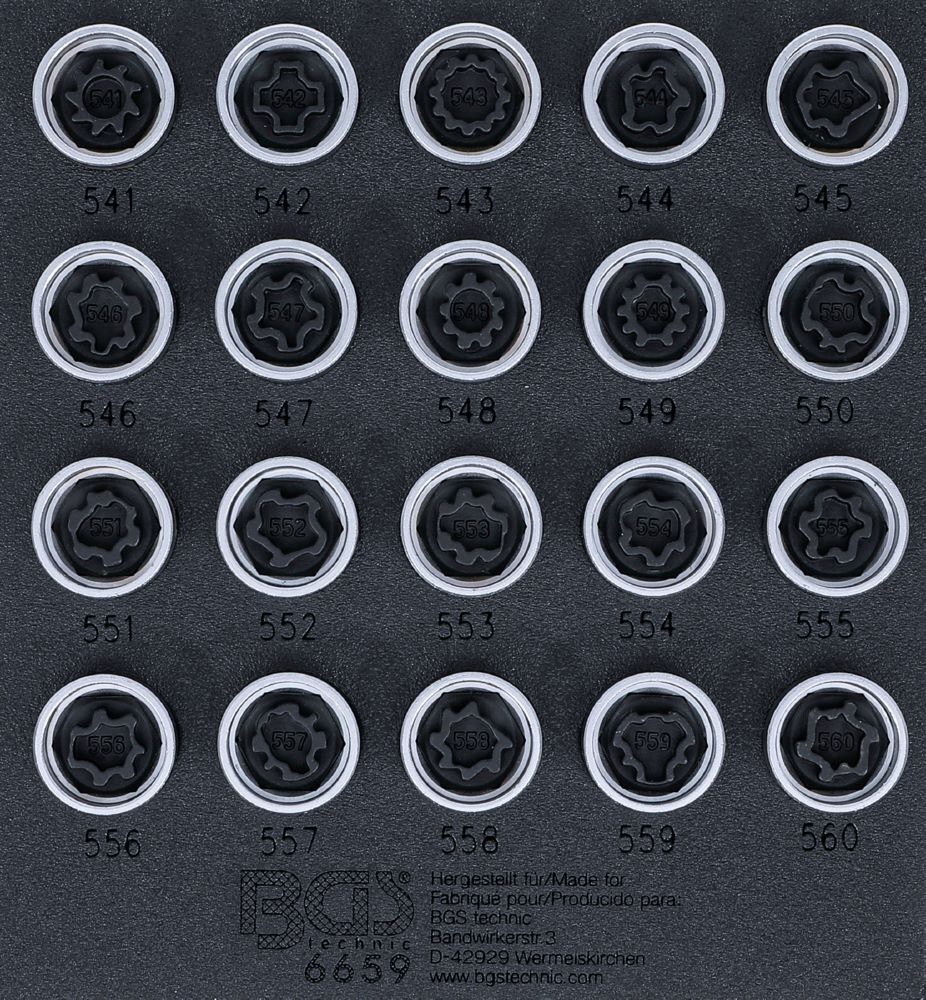 BGS Felgenschloss Werkzeug Satz 1/6 für VAG 20 teilig Produktbild BGS Felgenschloss Werkzeug Satz 1/6 für VAG 20 teilig