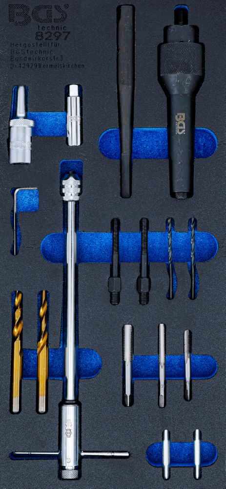 Produktbild BGS Werkstattwageneinlage 1/3 Glühkerzen-Ausbau und Gewinde-Reparatur-Satz 17 teilig