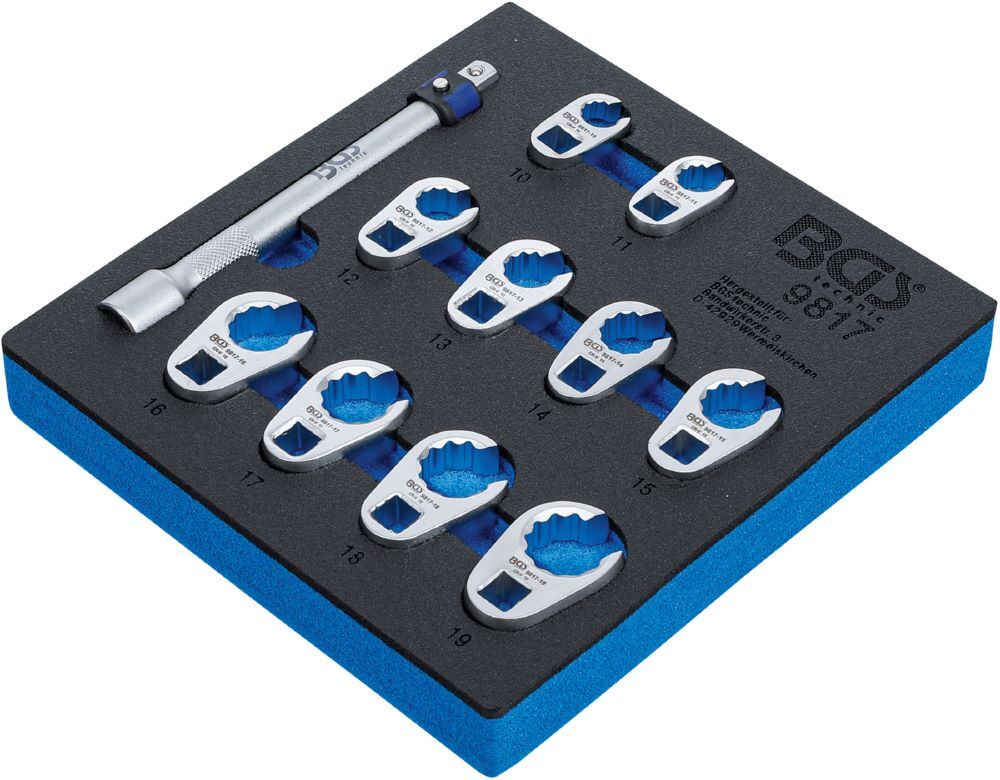 Produktbild Werkstattwageneinlage 1/6 Hahnenfußschlüssel Satz 10 - 19 mm 11 teilig bild 2