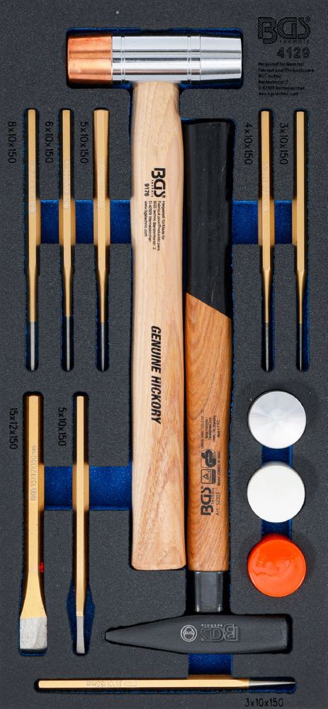 Produktbild BGS Werkstattwageneinlage 1/3 Hammer- und Meißel Satz 14 teilig