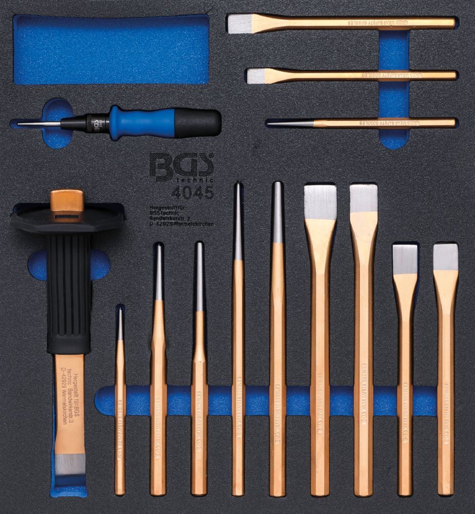 Produktbild BGS Werkstattwageneinlage 2/3 Körner, Meißel, Splintentreiber 14 teilig