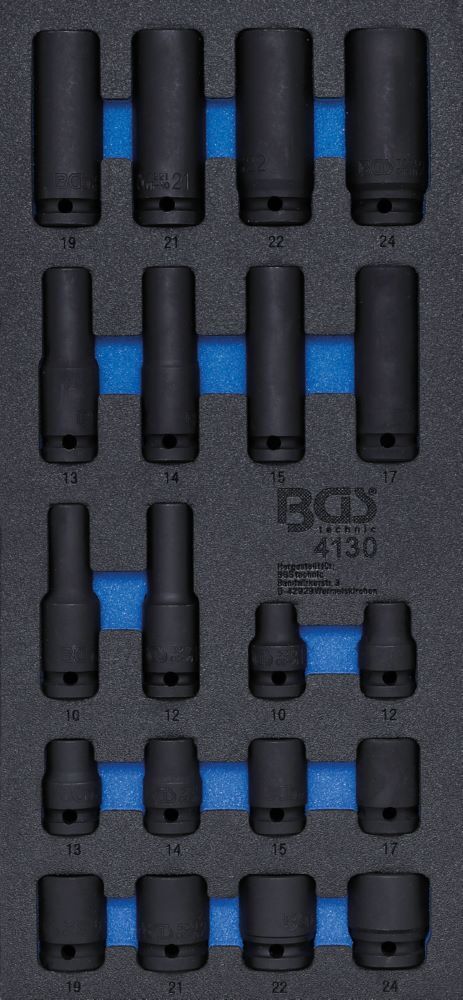 Produktbild BGS Werkstattwageneinlage 1/3 Kraft-Steckschlüssel-Einsätze Sechskant 20 teilig