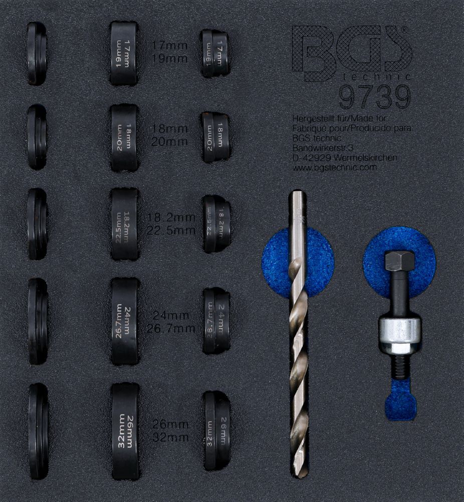 Produktbild BGS Werkstattwageneinlage 1/6 Lochstanz-Satz für Einparksensoren 17 - 32 mm