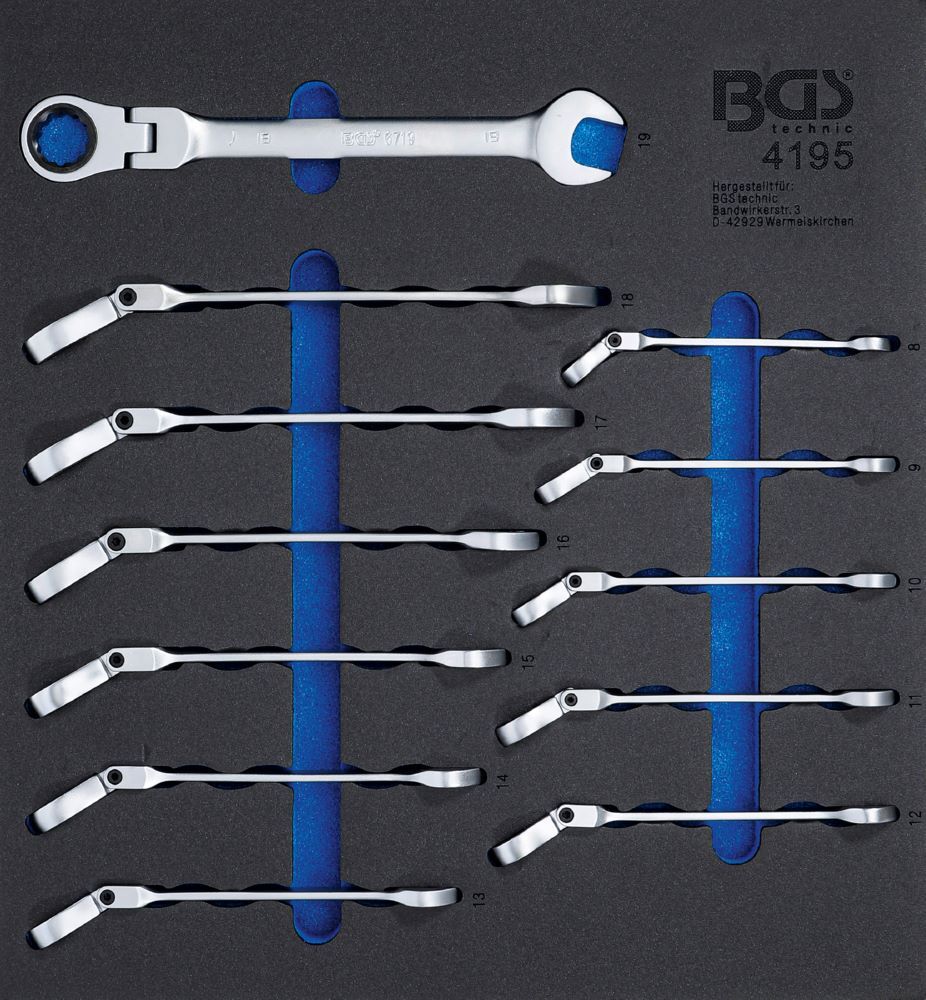 Produktbild BGS Werkstattwageneinlage 2/3 Ratschenring Maulschlüssel Satz 12 teilig