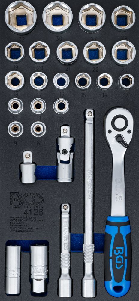 Produktbild BGS Werkstattwageneinlage 1/3 Steckschlüssel-Satz 12,5 mm 1/2 Zoll 27 teilig