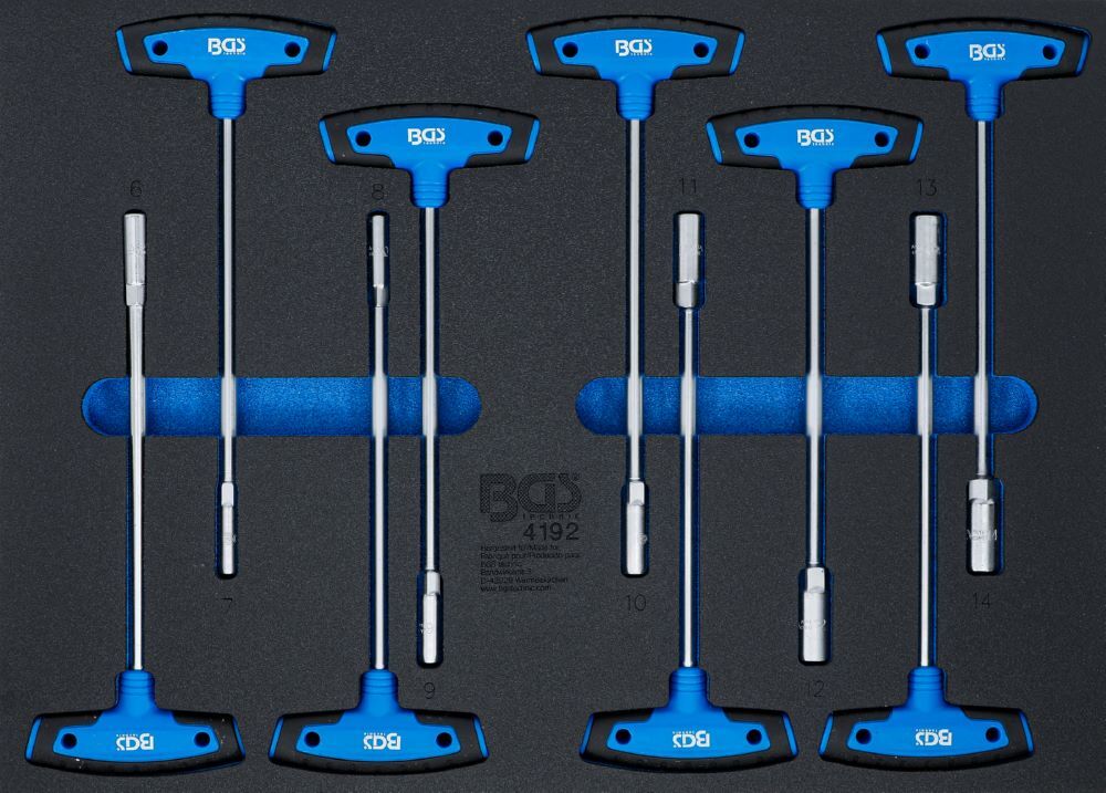 Produktbild BGS Werkstattwageneinlage 3/3 T-Griff Steckschlüssel Satz 9 teilig