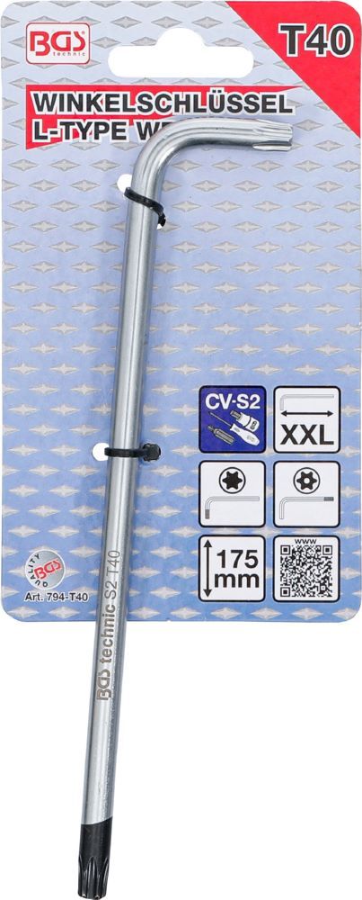 Produktbild BGS Winkelschlüssel T40 extra lang T-Profil mit/ohne Bohrung bild 3