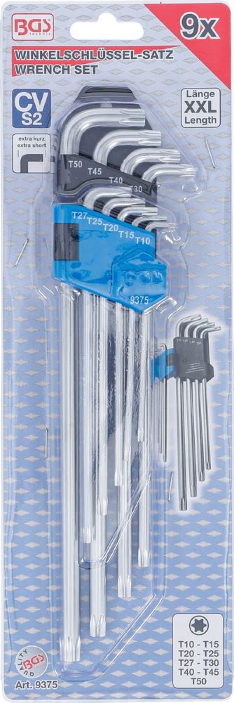 BGS Winkelschlüssel Satz T10-T50 9 teilig extra lang + extra kurz Produktbild BGS Winkelschlüssel Satz T10-T50 9 teilig extra lang + extra kurz bild 4