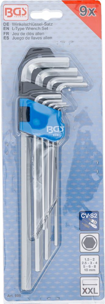 BGS Winkelschlüssel Satz 1,5 - 10 mm extra lang Innensechskant 9 teilig Produktbild BGS Winkelschlüssel Satz 1,5 - 10 mm extra lang Innensechskant 9 teilig bild 4