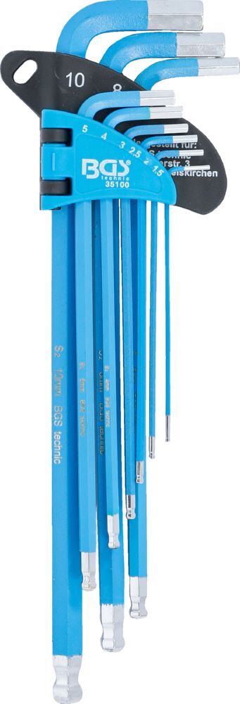BGS Winkelschlüssel Satz 1,5-10 mm 9 teilig extra lang Innensechskant Produktbild BGS Winkelschlüssel Satz 1,5-10 mm 9 teilig extra lang Innensechskant bild 2