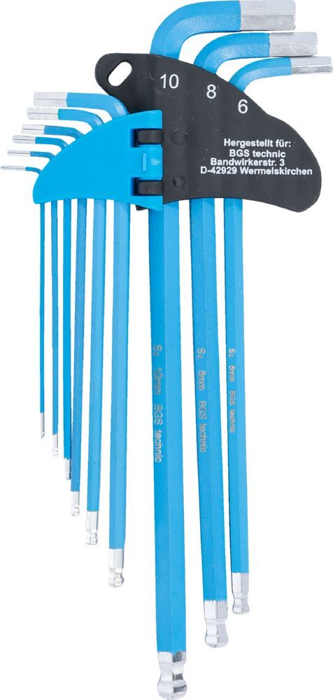 BGS Winkelschlüssel Satz 1,5-10 mm 9 teilig extra lang Innensechskant Produktbild BGS Winkelschlüssel Satz 1,5-10 mm 9 teilig extra lang Innensechskant bild 3